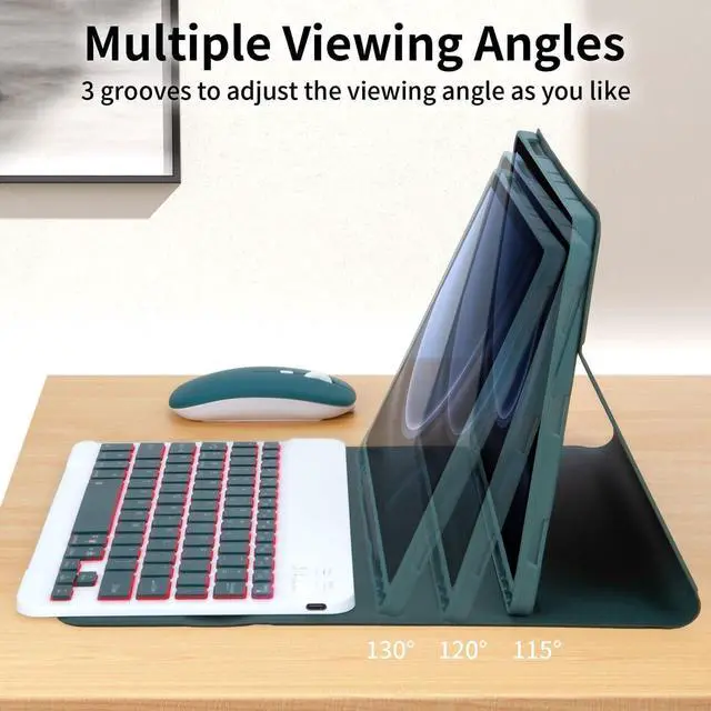 Alt view image 3 of 7 - EHLCYS Keyboard Case for iPad Air 11-inch (M3/M2 7th/6th Gen), iPad Air 5th/4th Gen 10.9-inch, 7-Color Backlit Detachable Bluetooth Keyboard, Ultra-Thin Case with Pen Holder and Mouse,Purple