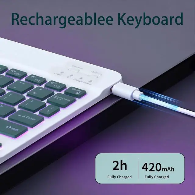 Alt view image 4 of 7 - EHLCYS Keyboard Case for iPad Air 11-inch (M3/M2 7th/6th Gen), iPad Air 5th/4th Gen 10.9-inch, 7-Color Backlit Detachable Bluetooth Keyboard, Ultra-Thin Case with Pen Holder and Mouse,Purple