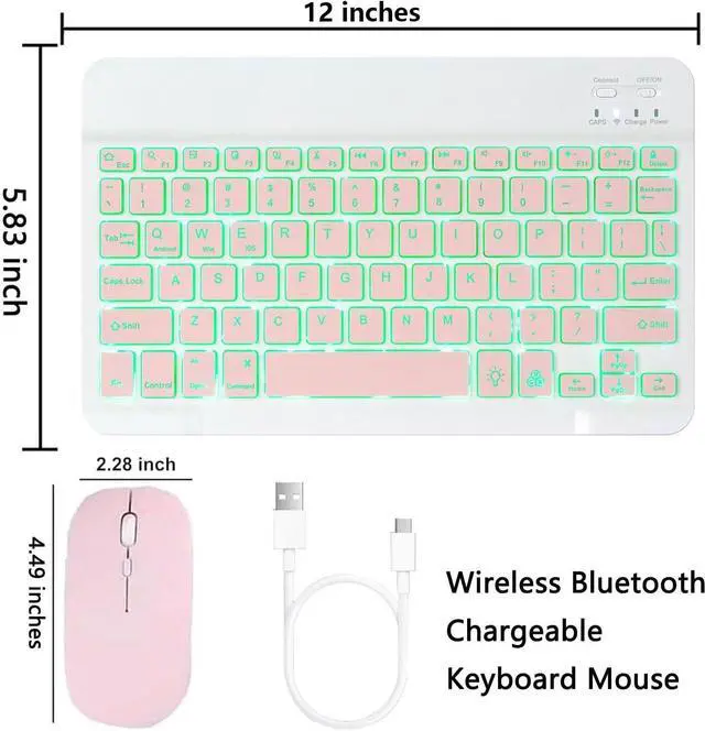 Alt view image 7 of 7 - EHLCYS Keyboard Case for iPad Pro 13-inch (M4, 2024), Detachable 7-Color Backlit Wireless Bluetooth Keyboard, Ultra-Thin Folio Multi-Angle Protective Case with Pen Holder and Mouse,Pink