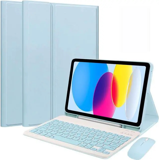 Main image of EHLCYS Keyboard Case for iPad (A16) 11th Generation 11 inch 2025/iPad 10th Generation 10.9 inch, Detachable Wireless Bluetooth Keyboard, Ultra-Thin Folio Case with Pen Holder and Mouse,Blue