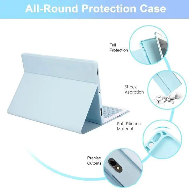 Alt view image 5 of 7 - EHLCYS Keyboard Case for iPad (A16) 11th Generation 11 inch 2025/iPad 10th Generation 10.9 inch, Detachable Wireless Bluetooth Keyboard, Ultra-Thin Folio Case with Pen Holder and Mouse,Blue