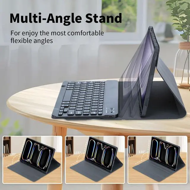 Alt view image 5 of 7 - EHLCYS Keyboard Case for iPad Pro 11-inch (M4) 2024, iPad Pro 11-inch (5th Generation) Detachable Magnetic Bluetooth Keyboard Case with Pen Holder and Mouse, Ultra-Thin Folio Cover,Purple