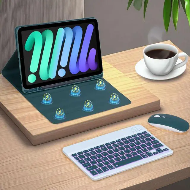 Alt view image 5 of 7 - EHLCYS Keyboard Case for iPad mini (A17 Pro) 7th Generation 2024 / iPad mini 6th Gen 8.3 Inch, 7-Color Backlit Detachable Bluetooth Keyboard, Ultra-Thin Case with Pencil Holder and Mouse,Purple