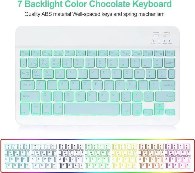 Alt view image 6 of 7 - EHLCYS Keyboard Case for iPad (A16) 11th Generation 11 inch 2025/iPad 10th Generation 10.9 inch, Detachable 7-Color Backlit Bluetooth Keyboard, Ultra-Thin Case with Pen Holder and Mouse,Blue