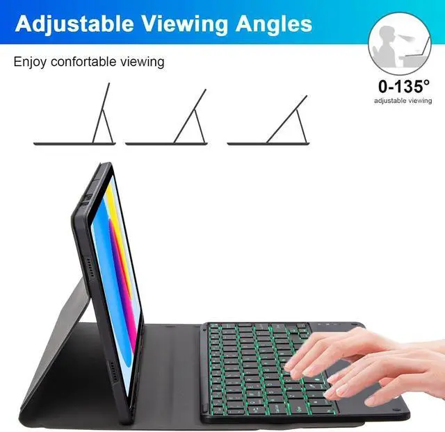 Alt view image 5 of 7 - EHLCYS Keyboard Case for iPad (A16) 11th Gen 11-inch 2025/iPad 10th Gen 10.9-inch, Smart Touchpad Detachable 7-Color Backlit Bluetooth Keyboard, Ultra-Thin Case with Pen Holder and Mouse,Mint Green
