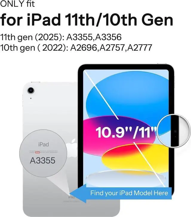 Alt view image 2 of 7 - EHLCYS Keyboard Case for iPad (A16) 11th Generation 11 inch 2025/iPad 10th Generation 10.9 inch, Detachable Wireless Bluetooth Keyboard, Ultra-Thin Folio Case with Pen Holder and Mouse,Blue