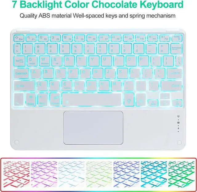 Alt view image 6 of 7 - EHLCYS Keyboard Case for iPad Air 13 inch (M3 2025/M2 2024), Smart Touchpad Detachable 7-Color Backlight Wireless Bluetooth Keyboard, Ultra-Thin Case with Pen Holder and Mouse,Pink