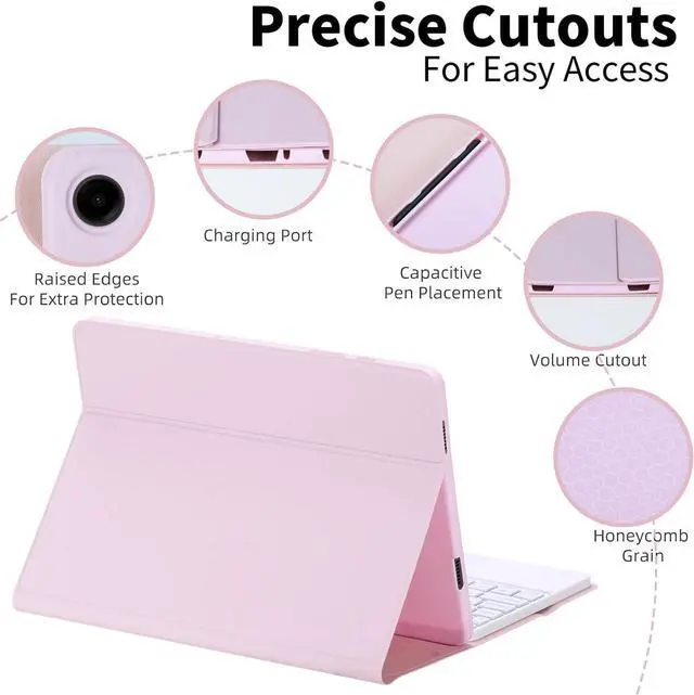 Alt view image 7 of 7 - EHLCYS Keyboard Case for iPad Air 13 inch (M3 2025/M2 2024), Smart Touchpad Detachable 7-Color Backlight Wireless Bluetooth Keyboard, Ultra-Thin Case with Pen Holder and Mouse,Pink