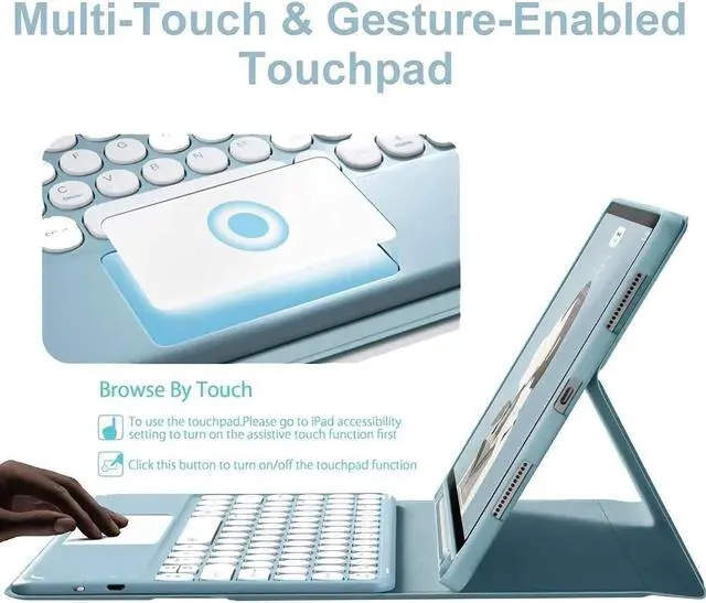 Alt view image 3 of 7 - EHLCYS Keyboard Case for iPad Pro 12.9-inch 6th/5th/4th/3th Generation (2022/2021/2020/2018) Smart Touchpad, Detachable 7-Color Backlit Bluetooth Keyboard with Pen Holder and Mouse,Purple