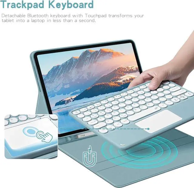 Alt view image 4 of 7 - EHLCYS Keyboard Case for iPad Pro 12.9-inch 6th/5th/4th/3th Generation (2022/2021/2020/2018) Smart Touchpad, Detachable 7-Color Backlit Bluetooth Keyboard with Pen Holder and Mouse,Purple