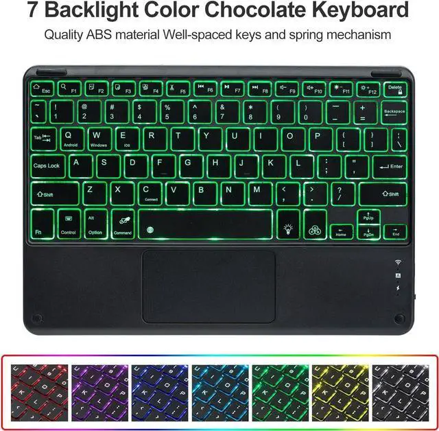 Alt view image 6 of 7 - EHLCYS Keyboard Case for iPad Air 13 inch (M3 2025/M2 2024), Smart Touchpad Detachable 7-Color Backlight Wireless Bluetooth Keyboard, Ultra-Thin Case with Pen Holder and Mouse,Green