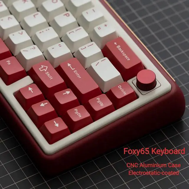 Alt view image 2 of 7 - Chilkey Foxy65 Mechanical Keyboard with Knob, Gasket Mount 65% Aluminum Wireless Mechanical Keyboard, BT5.0/2.4GHz/USB-C, Hot Swappable, RGB Backlit Computer Custom Key Board for PC