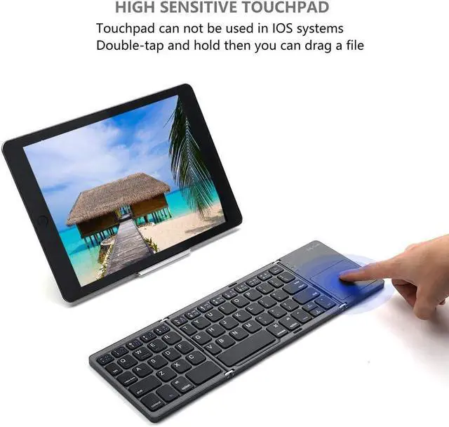 Alt view image 2 of 7 - Foldable BT Wireless Keyboard Pocket Size Portable Mini BT Wireless Keyboard with Touchpad for Android, Windows, PC, Tablet