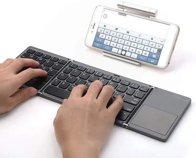 Alt view image 4 of 7 - Foldable BT Wireless Keyboard Pocket Size Portable Mini BT Wireless Keyboard with Touchpad for Android, Windows, PC, Tablet