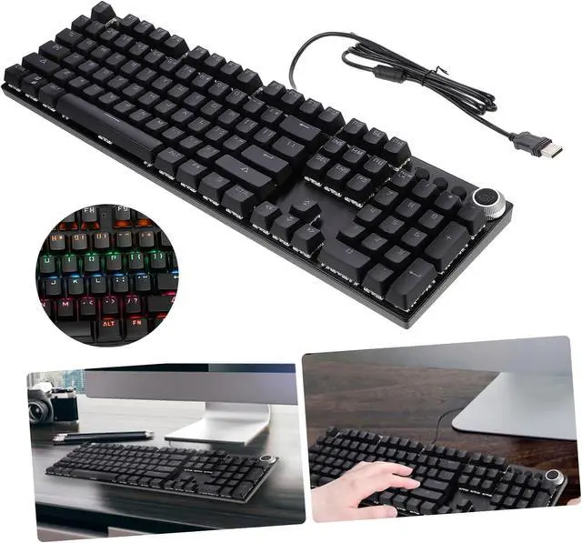 Alt view image 4 of 7 - DIYEAH Key Wired Mechanical Keyboard with RGB Backlight Ergonomic Design for Gaming and Office Use