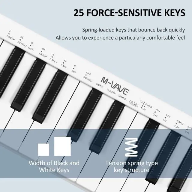 Alt view image 7 of 7 - SINRAOEE Portable 25-Key Rechargeable DI Control Keyboard for Studio with 25 Velocity Sensitive Keys 1 Knob