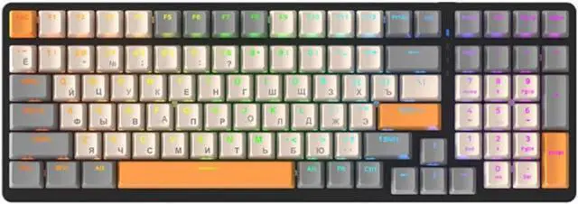 Main image of SINRAOEE 100 Keys Gang Office Wired Keyboard with Multiple Light Effects Personalised Keycaps for Russian Users