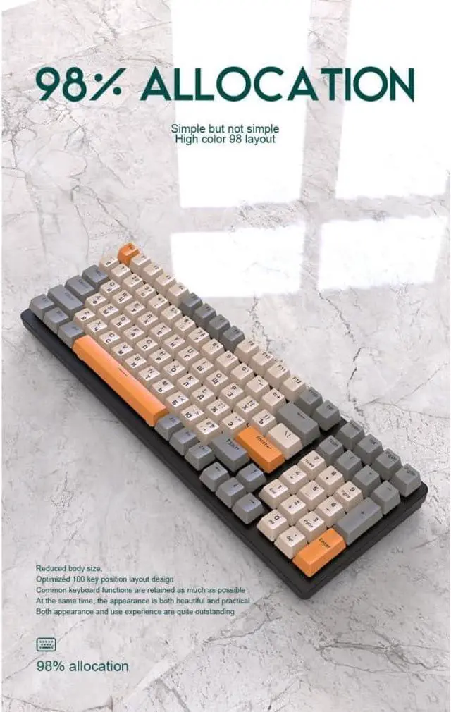 Alt view image 4 of 7 - SINRAOEE 100 Keys Gang Office Wired Keyboard with Multiple Light Effects Personalised Keycaps for Russian Users