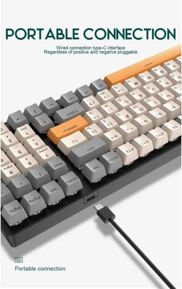 Alt view image 7 of 7 - SINRAOEE 100 Keys Gang Office Wired Keyboard with Multiple Light Effects Personalised Keycaps for Russian Users