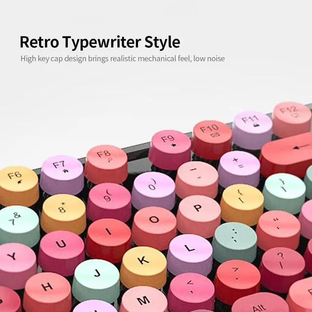 Alt view image 4 of 7 - SINRAOEE 2.4G Wireless Keyboard Set with Circular Suspension Key Cap, xed Color for PC Laptop, Office Use, Black