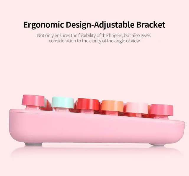 Alt view image 7 of 7 - SINRAOEE 2.4G Wireless Keyboard Set with Circular Suspension Key Cap, xed Color for PC Laptop, Office Use, Black