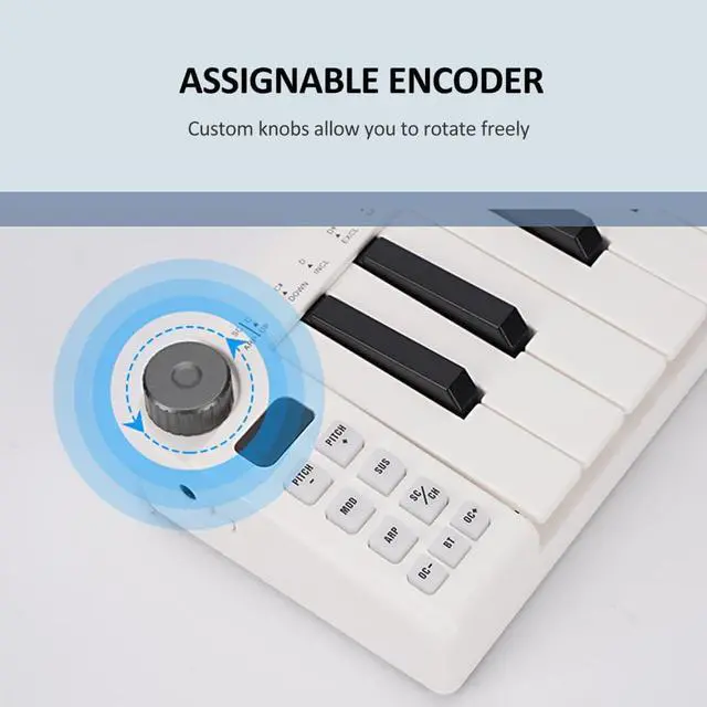 Alt view image 6 of 7 - SINRAOEE Portable 25-Key Rechargeable DI Control Keyboard for Studio with 25 Velocity Sensitive Keys 1 Knob