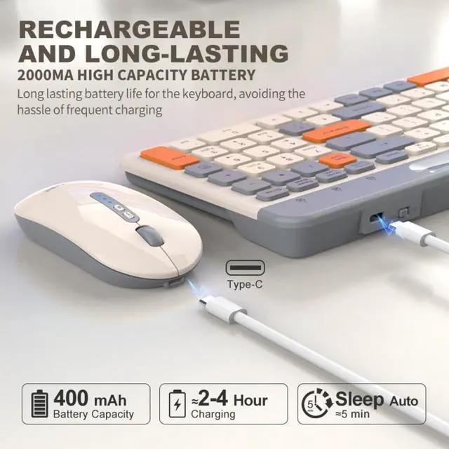 Alt view image 2 of 7 - Slimly Keyboard with Bluetooth-Compatible 5.0 2.4G Connection Quiet Typing for Window Multiple Systems