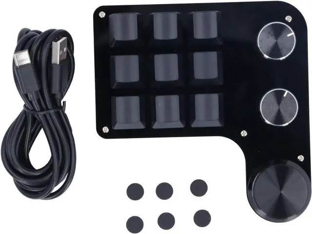 Alt view image 2 of 7 - USB Mini Macro Mechanical Gaming Keyboard 9 Keys 3 Knobs RGB LED Programmable Knob Function Custom Range Macro Pad RGB Keypad for Games