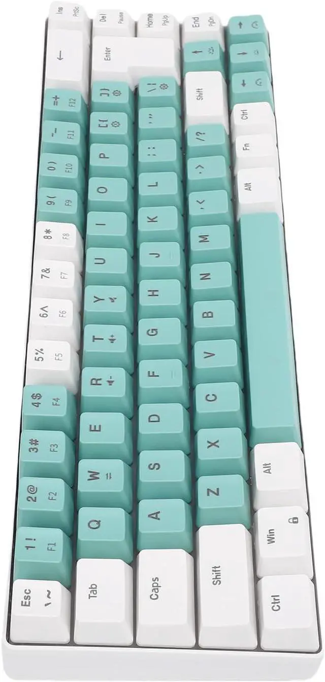 Alt view image 6 of 7 - CHEOTIME Wired Keyboard, 68 Key RGB Mechanical Wired Keyboard Compact 60 Percent with Backlit Lighting for PC Laptop Gamers Typists Travel (White Green Color Block)