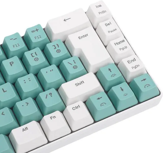 Alt view image 7 of 7 - CHEOTIME Wired Keyboard, 68 Key RGB Mechanical Wired Keyboard Compact 60 Percent with Backlit Lighting for PC Laptop Gamers Typists Travel (White Green Color Block)