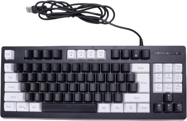 Main image of CHEOTIME RGB Wired Gaming Keyboard, 87 Keys Compact USB Wired Computer Keyboard with Backlit Lighting for PC Laptop Gamers Typists Travel (White Black Color Block)