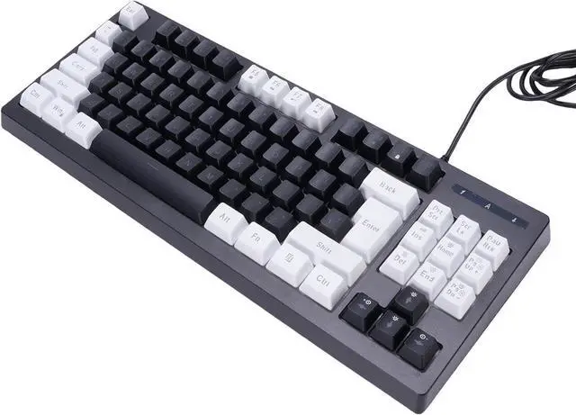 Alt view image 7 of 7 - CHEOTIME RGB Wired Gaming Keyboard, 87 Keys Compact USB Wired Computer Keyboard with Backlit Lighting for PC Laptop Gamers Typists Travel (White Black Color Block)