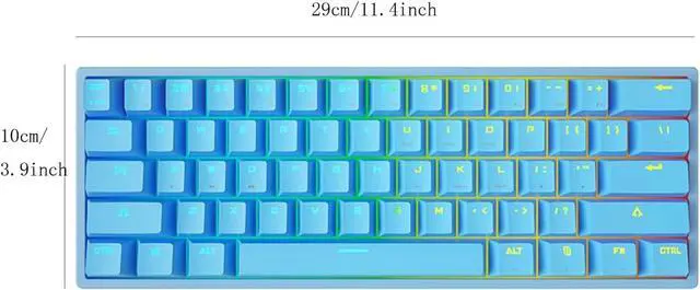 Alt view image 5 of 5 - Wired Mechanical Gaming Keyboard RGB Backlight No Ghosting 61 Keys Illuminated USB Wired Keyboard Blue Shirts for Women (Blue, One Size)