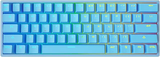 Alt view image 4 of 5 - Wired Mechanical Gaming Keyboard RGB Backlight No Ghosting 61 Keys Illuminated USB Wired Keyboard Blue Shirts for Women (Blue, One Size)