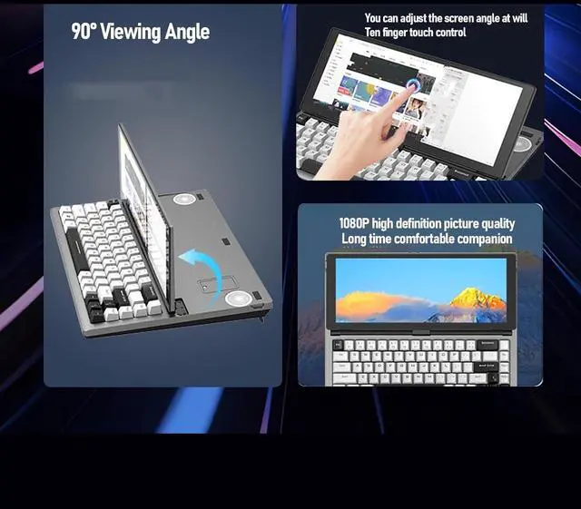 Alt view image 3 of 7 - Touchscreen Gaming Mechanical Keyboard, 13 Inch 68 Keys RGB Portable Compact Keyboards, with with Foldable 0-90 Degree Portable Screen (US Plug)