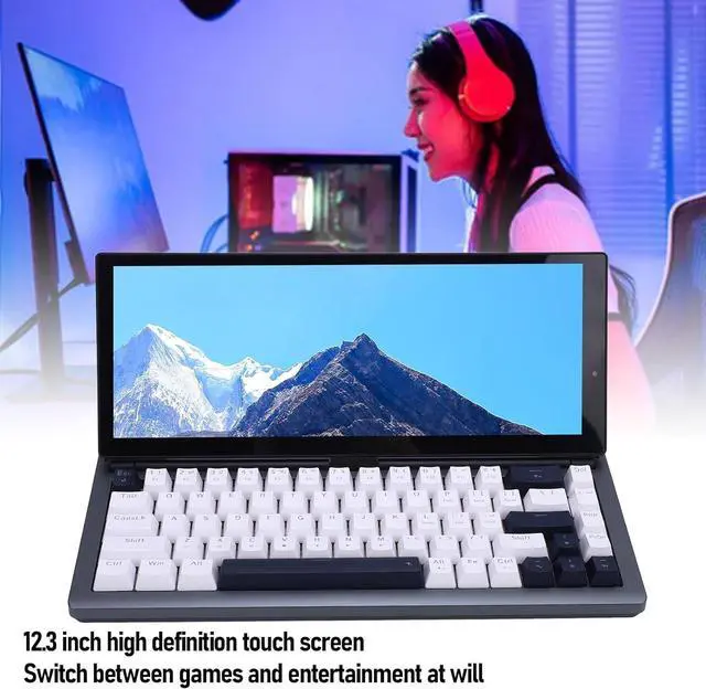 Alt view image 4 of 7 - Touchscreen Gaming Mechanical Keyboard, 13 Inch 68 Keys RGB Portable Compact Keyboards, with with Foldable 0-90 Degree Portable Screen (US Plug)