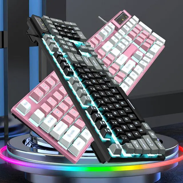 Alt view image 7 of 7 - EINCORN Backlit Wireds Gaming Keyboards for PC with Mechanical Feel and Ergonomic Keyboards Gamers