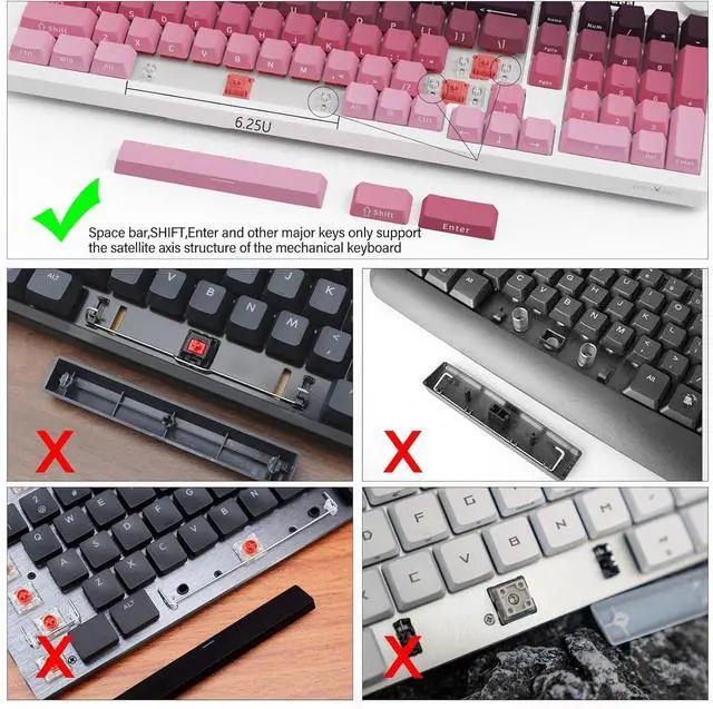 Alt view image 6 of 7 - XUZHID 132 Keys keycaps,Cartoon Keycaps Set 132Keys Heat Sublimated Strawberry Kitten Colorful for Mechanical Keyboards