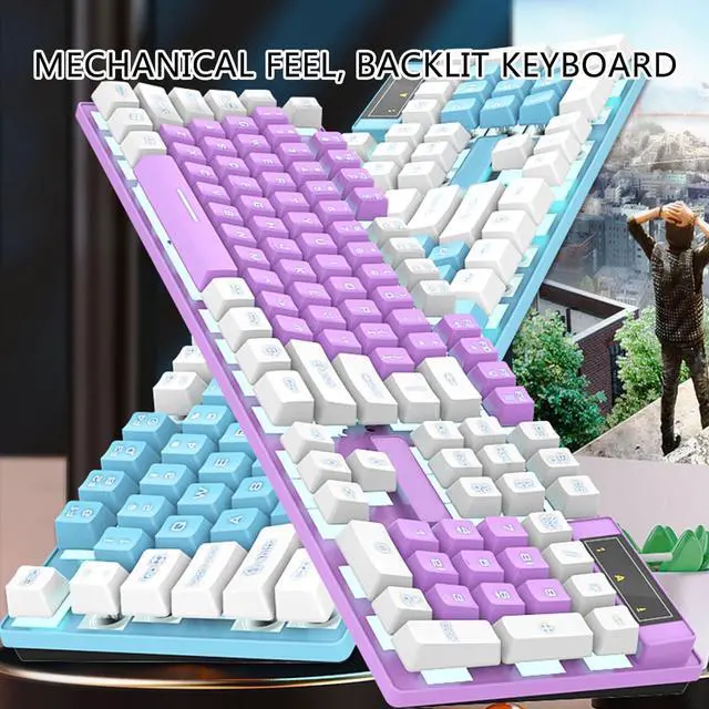 Alt view image 5 of 7 - EINCORN Backlit Wireds Gaming Keyboards for PC with Mechanical Feel and Ergonomic Keyboards Gamers