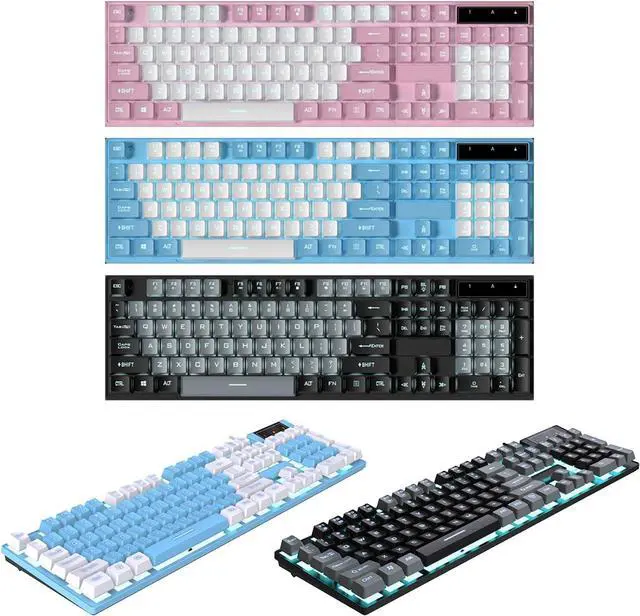 Alt view image 4 of 7 - EINCORN Backlit Wireds Gaming Keyboards for PC with Mechanical Feel and Ergonomic Keyboards Gamers