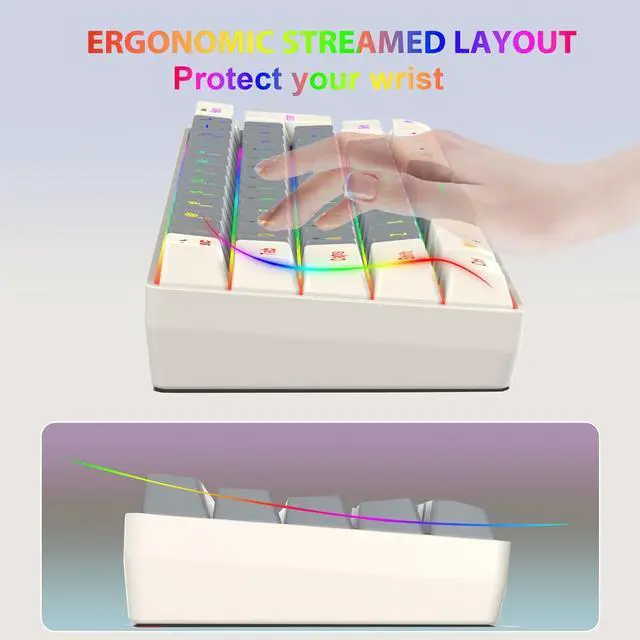 Alt view image 4 of 7 - XUZHID Corded Gaming Keyboard for PC Gamers LED Backlits Mechanical Keyboard 63 Key Desktop Computer Keyboard for Gaming