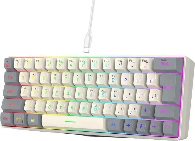 Main image of XUZHID Corded Gaming Keyboard for PC Gamers LED Backlits Mechanical Keyboard 63 Key Desktop Computer Keyboard for Gaming