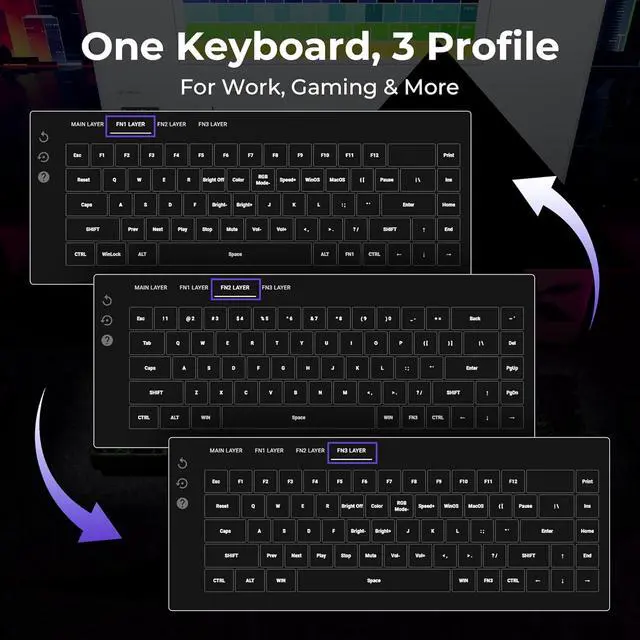 Alt view image 7 of 7 - XVX HE68 Max Rapid Trigger Keyboard 60% Percent,Hall Effect Keyboard with Gateron Magnetic Jade Max Switch,CNC Aluminum Frame Custom Mechanical Key Board for PC/Laptop/Xbox/PS4/PS5, Black Phantom