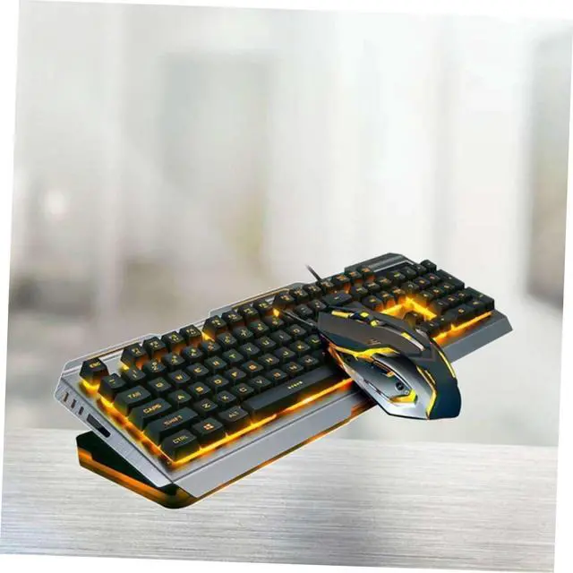 Alt view image 4 of 7 - USB Keyboard LED Backlight: Ergonomic Mechanical Keyboard Gaming Set Yellow Light for Gamers/1997