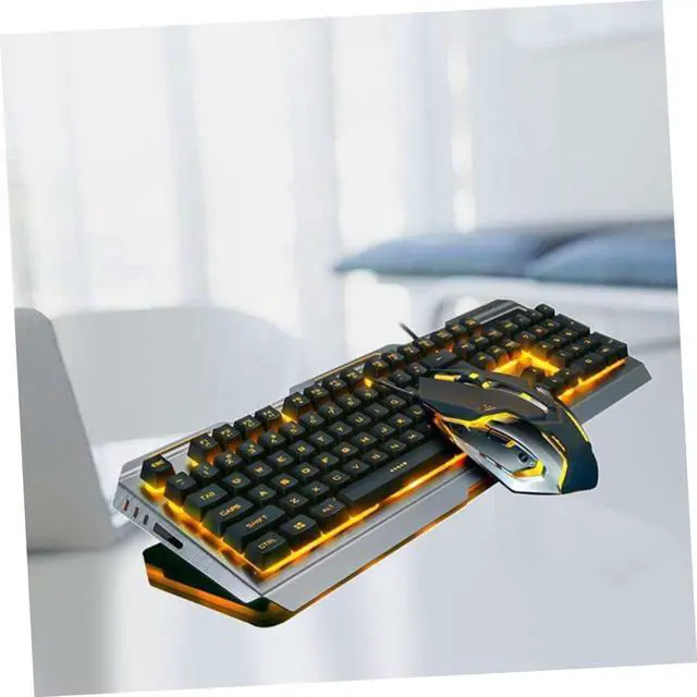 Alt view image 5 of 7 - USB Keyboard LED Backlight: Ergonomic Mechanical Keyboard Gaming Set Yellow Light for Gamers/1997