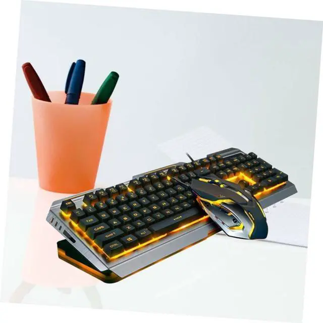 Alt view image 6 of 7 - USB Keyboard LED Backlight: Ergonomic Mechanical Keyboard Gaming Set Yellow Light for Gamers/1997