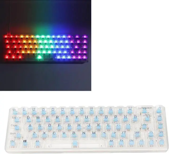 Alt view image 3 of 7 - Cute Design Mechanical Keyboard, 68 Keys Gaming Keyboard with Blue Switch, RGB Backlight, Compact Size, Ergonomic, for Victory for System, 68 Keys