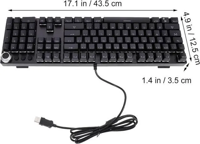 Alt view image 2 of 7 - Artibetter RGB Backlight Mechanical Keyboard Ergonomic Keys Wired Gaming Keyboard Multimedia Knob Design for