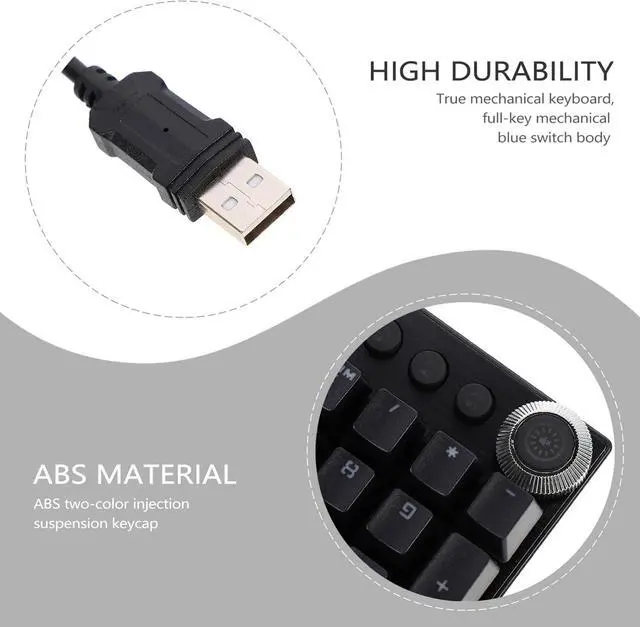 Alt view image 3 of 7 - Artibetter RGB Backlight Mechanical Keyboard Ergonomic Keys Wired Gaming Keyboard Multimedia Knob Design for