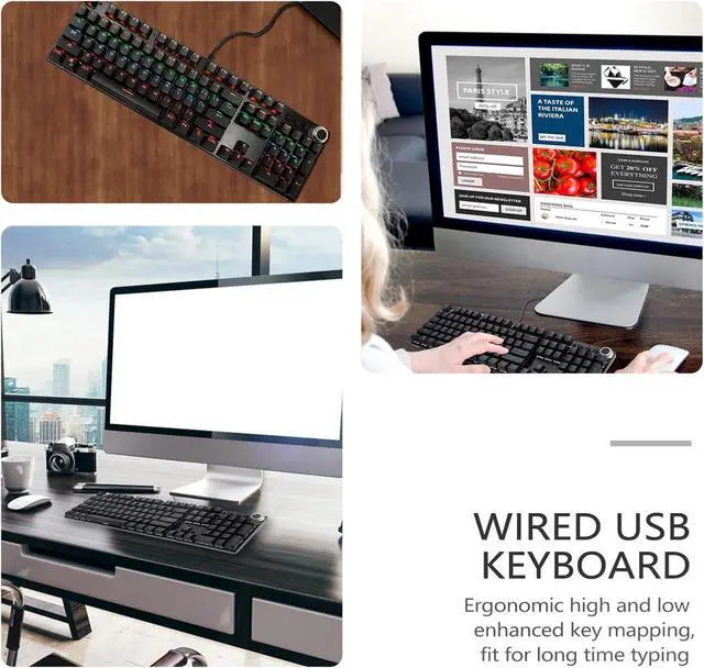 Alt view image 6 of 7 - Artibetter RGB Backlight Mechanical Keyboard Ergonomic Keys Wired Gaming Keyboard Multimedia Knob Design for